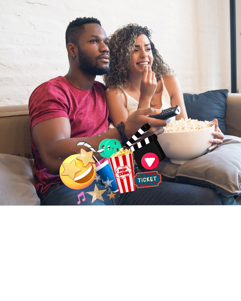 Casal assistindo filmes e séries